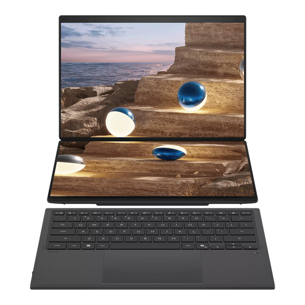 ASUS Zenbook Duo UX8407AA-SN197X Intel Core Ultra X9 388H/LPDDR5X 32GB 2TB/Intel Arc Graphics /14" 3K (2880 x 1800) OLED 16:10 TOUCH,WiFi 7+BT 5.4/ WIN11 PRO/1.65 kg/Moher Gray/Stylus+Sleeve