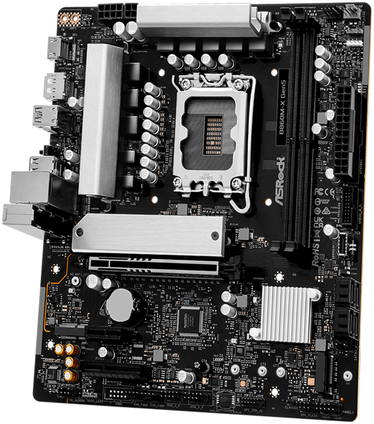 Фото ASROCK B860M-X Gen5, LGA1851, B860, 2*DDR5, 4*SATA, 2*M.2, 3*USB 3.2, 2*USB 2.0, Type-C, 2*PCIx16, 1*M.2 (Key E), HDMI+DP, mATX