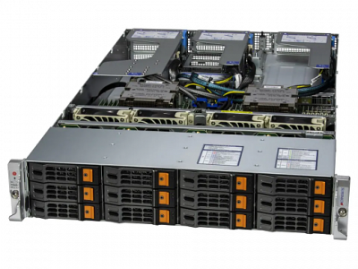 Supermicro Hyper A+ Server 2U 2025HS-TNR 2xGenoa 9334/4x32Gb/1xPM9A3 960GB NVMe(12LFF)/2-port 10GBase-T/2x1600W(16th config)