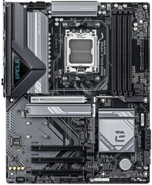 Фото GIGABYTE B850 EAGLE WIFI6E, AM5, B850, 4*DDR5, 4*SATA, 4*M.2, 2*USB 3.2, 4*USB 2.0, Type-C, 3*PCIx16, DP+HDMI, ATX