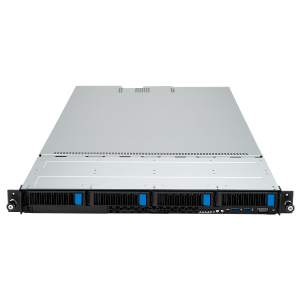 Фото ASUS RS501A-E12-RS4: 1U, 1x AMD EPYC 9004/9005 SP5 (TDP 360–400W), 24x DDR5 RDIMM (up to 3TB), 4x 2.5/3.5 SATA/U.2, 2x M.2 , 3x PCIe 5.0 + OCP 3.0, 2x 1GbE, 2x 1600W PSU
