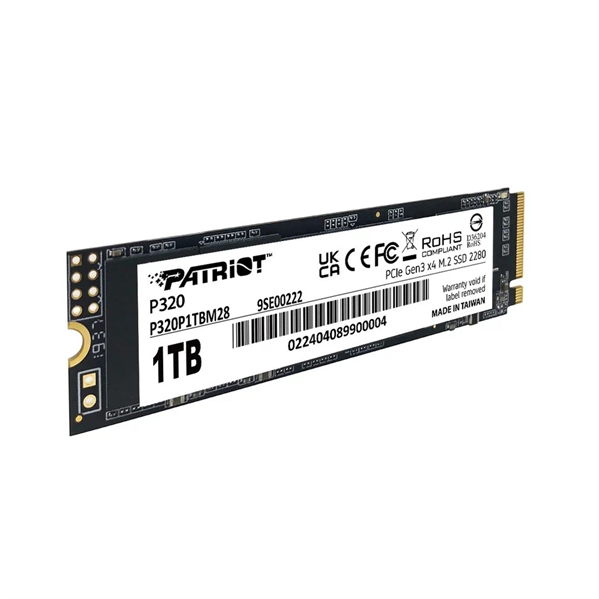 Фото Patriot SSD P320 1TB M.2 2280 NVMe PCIe 3.0 x4 R3000/W2200 TBW 480TB 3D NAND