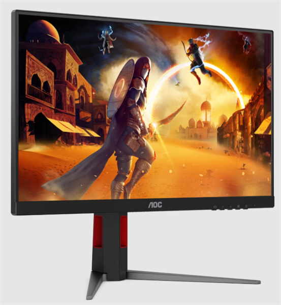 Фото 23,8" AOC Gaming 1920x1080 WLED 16:9 IPS 300cd, 1000:1, 80M:1, 1ms, 178°/178°, 2xHDMI, DP, 200Hz, Speakers, Tilt, Height, Swivel, Pivot, VESA, Internal, Black/Red, 3y