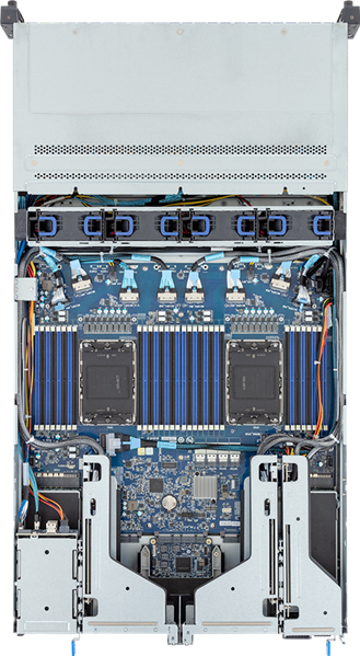 Фото Gigabyte Server Platform R283-S98 / 2U / 2xIntel (Gen 4/5) / 2xHS / 32xDIMM / 8xSFF NVMe/SATA/SAS + 16xSFF SATA/SAS + 2xSFF SATA/SAS / 2x1GbE / 2xOCP 3.0 / 4xFHHL / 2x2000W / Rails / 1Y