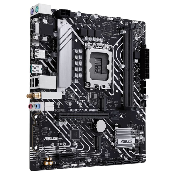 Фото ASUS PRIME H610M-A WIFI, LGA1700, B610, 2*DDR5, 4*SATA, 2*M.2, 2*USB 3.2, 4*USB 2.0, 1*PCIx16, 1*PCIx1, HDMI+DP+D-Sub, mATX; 90MB1G00-M0EAY0