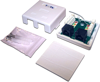  Настенная розетка, 1 порт RJ-45 категории 5е и 1 порт RJ-12, UTP, белая