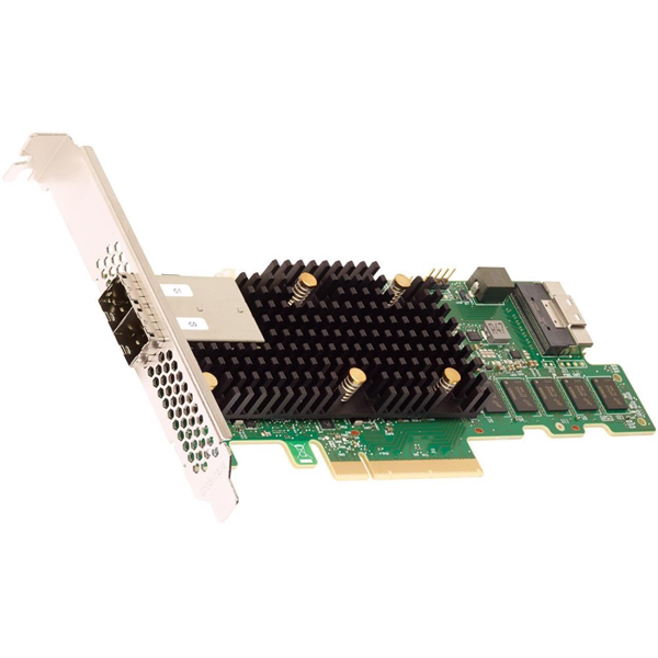 Broadcom RAID Controller 9580-8I8E, PCIe 4.0 x8 LP, Tri-Mode SAS/SATA/NVMe, RAID 0,1,5,6,10,50,60, 16port (1*int SFF8654 + 2*ext SFF8644), 8GB Cache, SAS3916, RTL