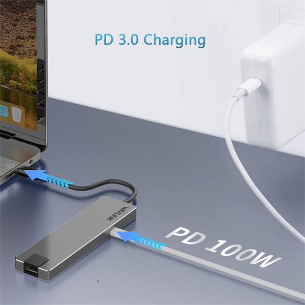 Фото Docking Station WAVLINK USB-C Travel Mini/100W PowerDelivery/ 2xUSB3.0/1xHDMI 4K 60HZ/1xGigabit LAN/SD/Micro SD Card Reader
