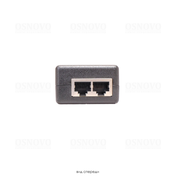 Фото OSNOVO Midspan-1/300G PoE-инжектор Gigabit Ethernet на 1 порт, мощностью до 30W. Соответствует стандартам PoE IEEE 802.3af/at. (конт. 1,2(+); 3,6(-)). Автоматическое определение PoE устройств. Мощност