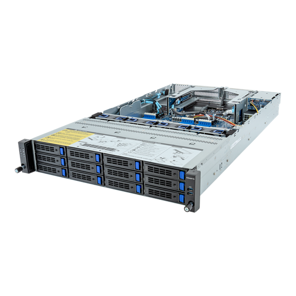 Gigabyte Server Platform R283-Z91 Rev.3x / 2U / 2xAMD (9004/9005) / 2xHS / 24xDIMM / 12xLFF SAS/SATA via RAID + 2xSFF SAS/SATA + 3xM.2 PCIe Gen3 / 2x1GbE / 2xOCP 3.0 / 6xFHHL / 2x1600W / Rails / 1Y
