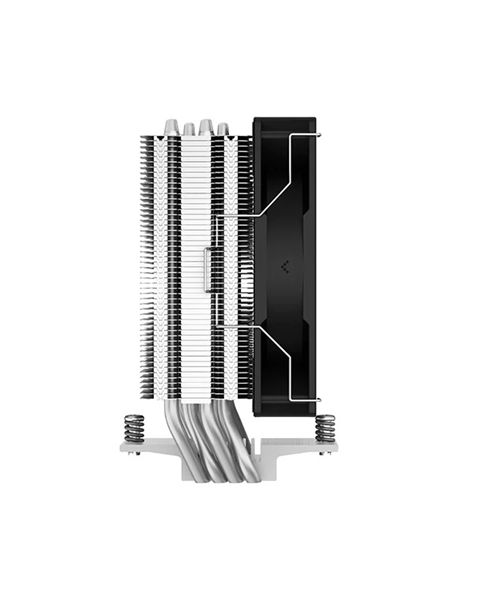 Фото DEEPCOOL AG400 LGA1700/1200/115X/AM5/AM4 (18шт/кор, TDP 220W, PWM, Fan 120mm, 4 тепл. Трубки, черный) RET (R-AG400-BKNNMN-G-1)