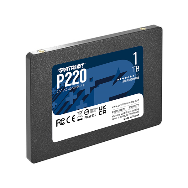 Фото Patriot SSD P220 1TB SATA3 2.5" R550/W500 TBW 480TB 3D NAND