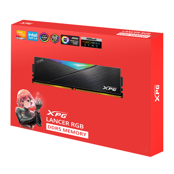 Фото ADATA LANCER RGB DDR5 DIMM 32GB 7200MHz 2*16GB 34-46-46 1.4V BLACK DUAL COLOR BOX