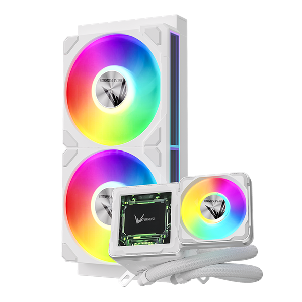 Фото Formula V Line Cryo Wing Digi 240 WH, 240mm, LCD 2.73", 2x120mm, ARGB fans, LGA115X/1200/1700/1851/1366/2011/2066, AM3/AM4/AM5/Ryzen3/Ryzen5/Ryzen7/Threadripper/RT4