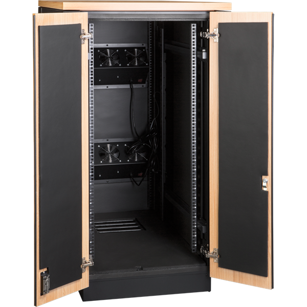 Фото Шкаф LANMASTER SOUNDPROOF звукоизолированный 24U 750x1130 мм, отделка под дерево, цвет лиственница