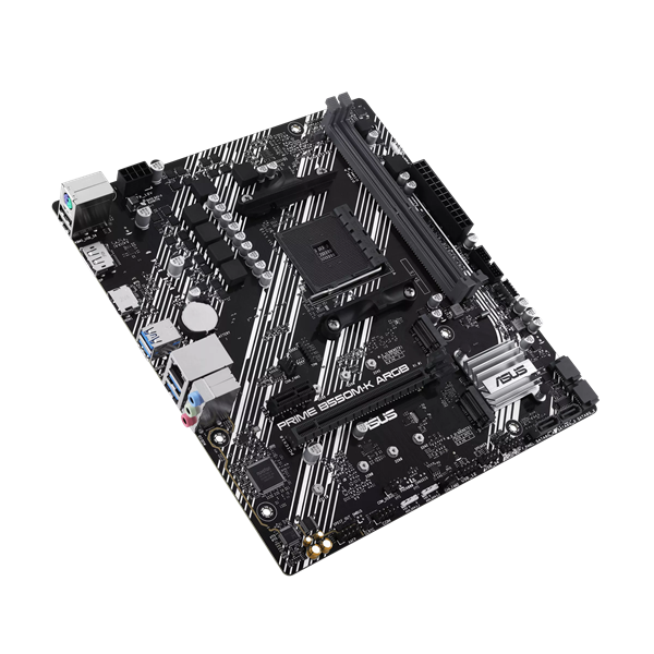 Фото ASUS PRIME B550M-K ARGB, AM4, B550, 2*DDR4, 4*SATA, 2*M.2, 4*USB 3.2, 2*USB 2.0, 2*PCIx16, 1*PCIx1, DP+HDMI, mATX