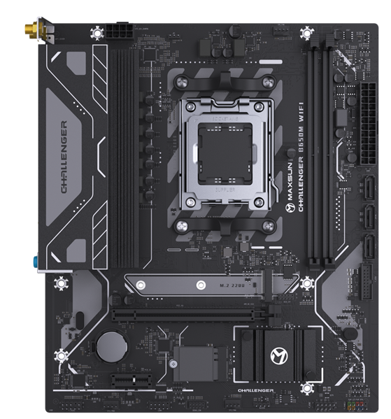 Фото MAXSUN MS-Challenger B650M WIFI, AM5, B650, 2*DDR5, 3*SATA3, M.2, 4*USB 3.2, 2*USB 2.0, 1*PCIEx16, 1*PCIEx1, DP+HDMI, mATX