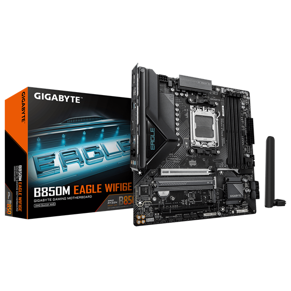 GIGABYTE B850M EAGLE WF6E, AM5, B850, 4*DDR5, 4*SATA, 2*M.2, 3*USB 3.2, 4*USB 2.0, Type-C, 2*PCIx16, 2*DP+HDMI, mATX