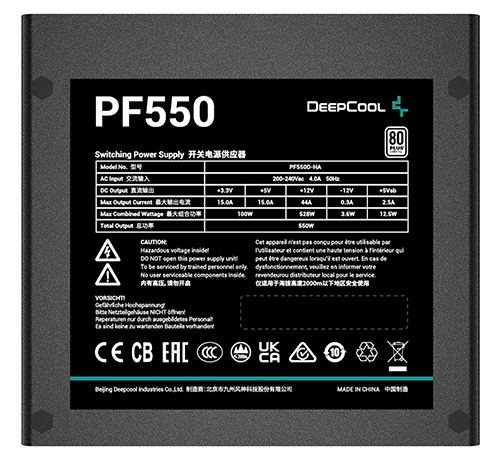Фото Deepcool PF550 80+ (ATX 2.4 550W, PWM 120mm fan, 80 PLUS, Active PFC) RET (R-PF550D-HA0B-WDEU)