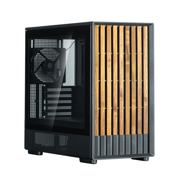 Фото ZALMAN P10 NAMU, MATX, BLACK, WINDOW, FRONT COVER WALNUT, 2x3.5", 3x2.5", 1xUSB TYPE-C, 1xUSB3.0, FRONT 2x120mm, REAR 1x120mm ARGB