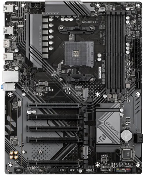 Фото GIGABYTE B550 EAGLE, AM4, B550, 4*DDR4, 4*SATA, 2*M.2, 1*USB 3.2, 4*USB 2.0, Type-C, 1*PCIx16, 4*PCIx1, HDMI, mATX
