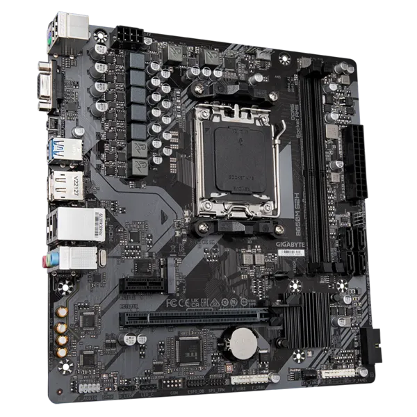 Фото GIGABYTE B650M S2H, AM5, B650, 2*DDR5, 4*SATA, 1*M.2, 2*USB 3.2, 4*USB 2.0, 1*PCIx16, 1*PCIx1, DP+HDMI, mATX