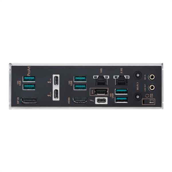Фото ASUS PROART Z890-CREATOR WIFI, LGA1851, Z890, 4*DDR5, 4*SATA, 5*M.2, 6*USB 3.2, 1*USB 2.0, Type-C, 3*PCIx16, DP+HDMI, ATX; 90MB1JD0-M0EAY0