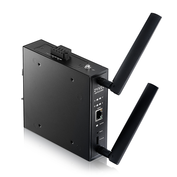 Фото Промышленная точка доступа Zyxel NebulaFlex IAP500BE, Wi-Fi 7 (BE5100), MU-MIMO 2x2+2x2, внешние антенны (в комплекте), 1xLAN 2.5GE, питание PoE или 2xDC, крепление на DIN-рейку