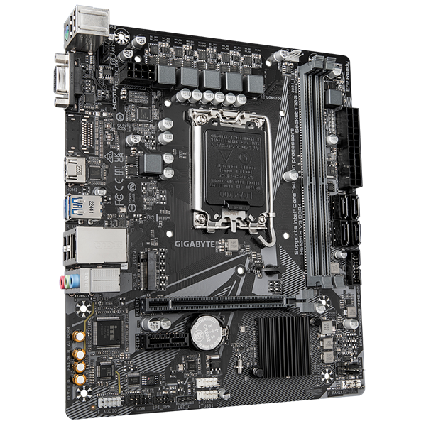 Фото GIGABYTE H610M H V3 DDR4, LGA1700, H610, 2*DDR4, 4*SATA, 1*M.2, 2*USB 3.2, 4*USB 2.0, 1*PCIx16, 1*PCIx1, D-Sub+HDMI, mATX