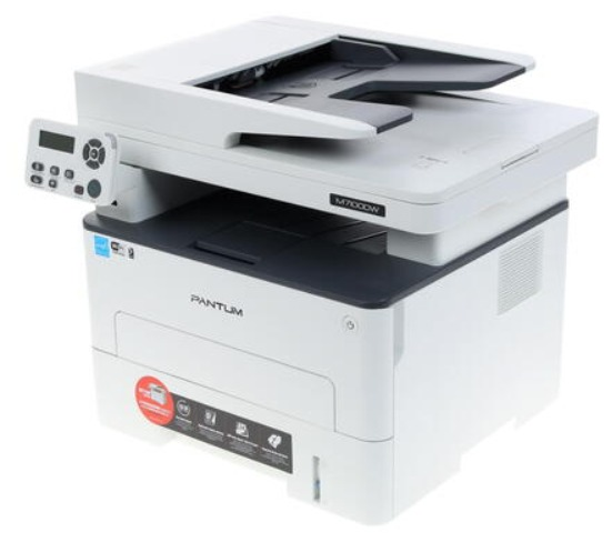 Фото Pantum M7100DW, P/C/S, Mono laser, А4, 33 ppm (max 60000 p/mon), 525 MHz, 1200x1200 dpi, 256 MB RAM, PCL/PS, Duplex, ADF50, paper tray 250 pages, USB, LAN, WiFi, start. cartridge 1500 pages