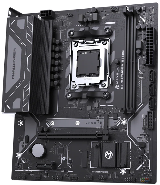 Фото MAXSUN MS-Challenger B650M V2, AM5, B650, 2*DDR5, 3*SATA3, M.2, 4*USB 3.2, 2*USB 2.0, 1*PCIEx16, 1*PCIEx1, DP+HDMI, mATX