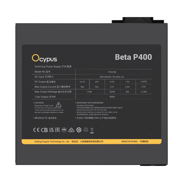 Фото Ocypus Beta P400, 400W, APFC, 120mm Fan (P400-N)