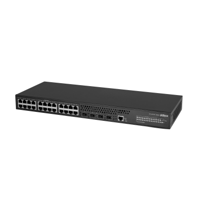 Фото DAHUA 28-портовый управляемый коммутатор, уровень L3 Порты: 24 RJ45 10/100/1000Мбит/с, 4 SFP+ 1000/10000Мбит/с(uplink); питание: 100~240В(AC); грозозащита: до 6кВ