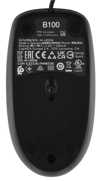 Фото Logitech B100 Optical Mouse, USB, 1000dpi, Black, CN, [910-006605/910-003357]