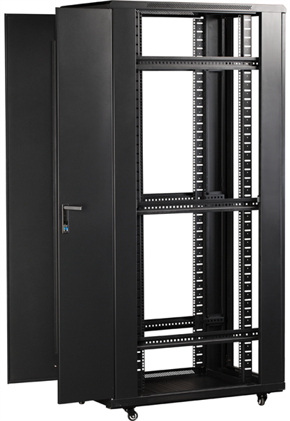 Фото Шкаф 19 Business, 42U 800x1200, черный, передняя дверь стекло, задняя дверь распашная металл
