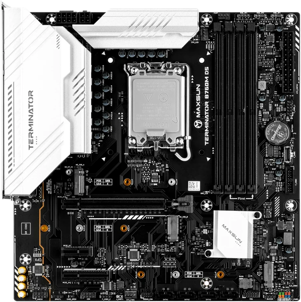 MAXSUN MS-Terminator B760M D5 V2, LGA1700, B760, 4*DDR5, 4*SATA3, 3*M.2, 2*USB 3.2, 3*USB 2.0, 1*PCIEx16, 1*PCIEx4, 1*PCIEx1, DP+HDMI, mATX