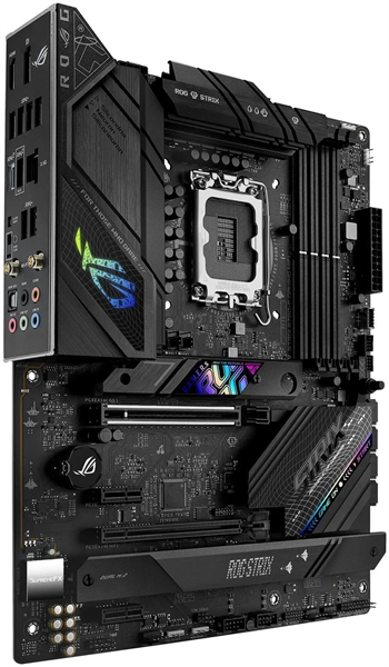 Фото ASUS ROG STRIX B760-F GAMING WIFI, LGA1700, B760, 4*DDR5, 4*SATA, 3*M.2, 7*USB 3.2, Type-C, 2*PCIx16, 2*PCIx1, DP+HDMI, ATX; 90MB1CT0-M1EAY0