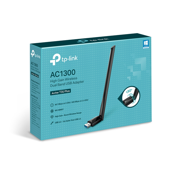 Фото Tp-Link Archer T3U Plus, AC1300 High Gain Dual Band Wi-Fi USB Adapter