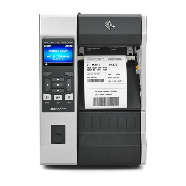 Zebra ZT610, 4", 203 dpi, Serial, USB, Ethernet, BT 4.0, USB Host, Tear, Color Touch, ZPL