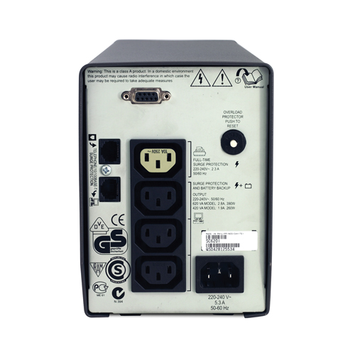 Фото APC Smart-UPS 620VA/390W, 230V, Line-Interactive, Data line surge protection, Hot Swap User Replaceable Batteries, PowerChute, 1 year warranty