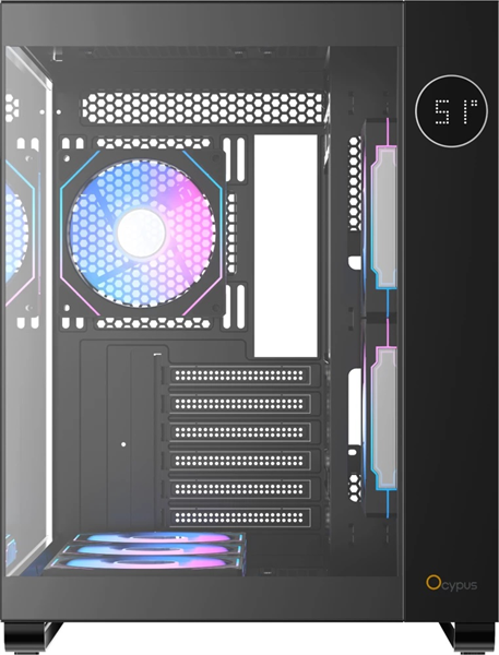 Фото Ocypus Iota C70 BK ARGB, ATX, Type-C(3.1)*1, USB3.0*2, BOTTOM 3x120mm ARGB, REAR 1x120mm ARGB, MB SIDE 2x120mm ARGB