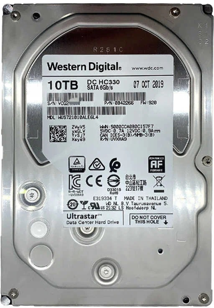 Фото Western Digital Ultrastar DC HС330 HDD 3.5" SATA 10TB, 7200 rpm, 256MB buffer, 512e/4kN, 0B42266, 1 year