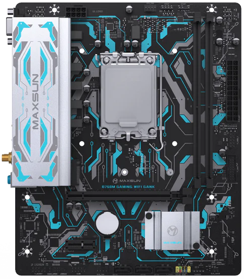 MAXSUN MS-B760M GAMING WIFI GANK V2, LGA1700, B760, 2*DDR5, 3*SATA3, M.2, 2*USB 3.2, 4*USB 2.0, 1*PCIEx16, 1*PCIEx1, VGA+HDMI, mATX