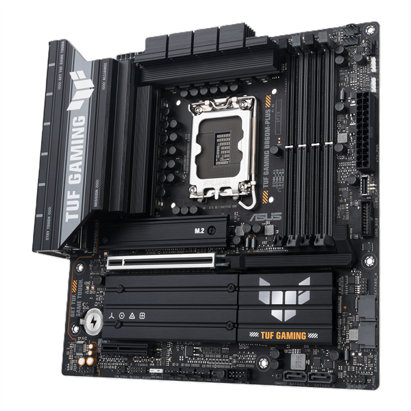 Фото ASUS TUF GAMING B860M-PLUS, LGA1851, B860, 4*DDR5, 4*SATA, 3*M.2, 6*USB 3.2, 1*USB 2.0, Type-C, 1*PCIx16, 1*PCIx4, DP+HDMI, mATX; 90MB1JW0-M0EAY0