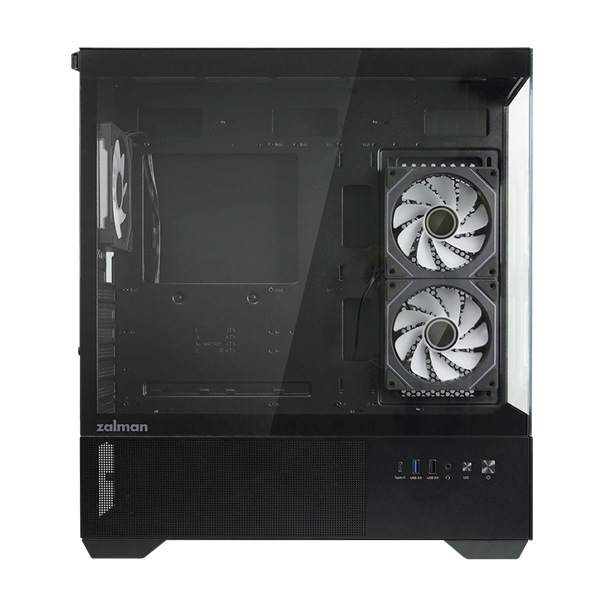 Фото ZALMAN CHRONIX V2, ATX, BLACK, WINDOW, 1xCombo (3.5’’ or 2.5’’), 1x3.5’’HDD, 2x2.5’’SSD, 1xUSB2.0, 1xUSB3.0, 1xUSB Type-C, SIDE 2x120mm ARGB, REAR 1x120mm ARGB