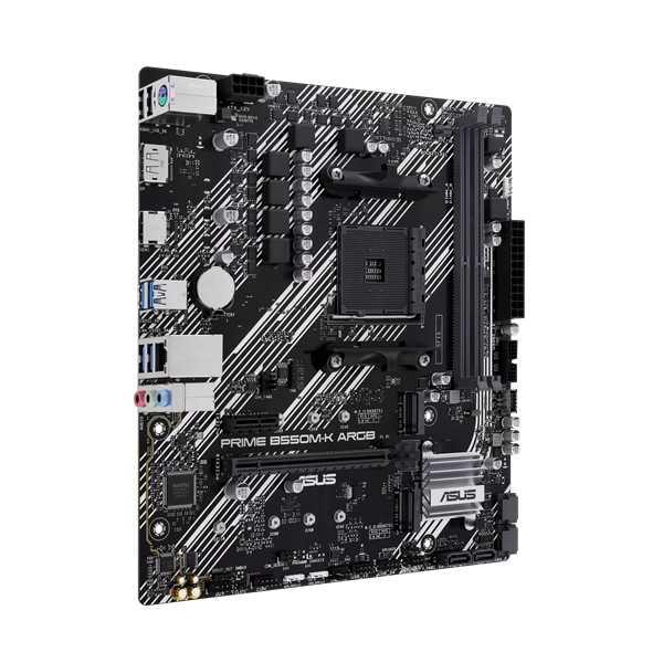 Фото ASUS PRIME B550M-K ARGB, AM4, B550, 2*DDR4, 4*SATA, 2*M.2, 4*USB 3.2, 2*USB 2.0, 2*PCIx16, 1*PCIx1, DP+HDMI, mATX