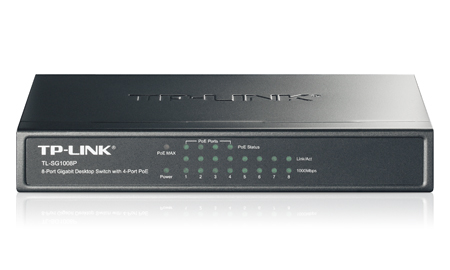 Фото TP-Link TL-SG1008P, 8-Port Gigabit Desktop Switch with 4-Port PoE+, 64 W