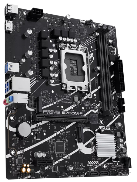 Фото ASUS PRIME B760M-F, LGA1700, B760, 2*DDR5, 4*SATA, 2*M.2, 4*USB 3.2, 2*USB 2.0, 1*PCIx16, 1*PCIx1, HDMI+DP, mATX; 90MB1IK0-M0EAY0
