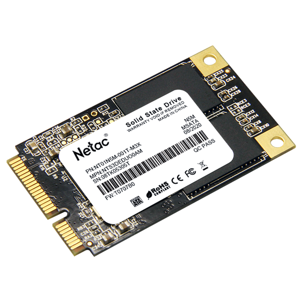 Фото Netac SSD N5M 1TB mSATA SATAIII 3D NAND, R/W up to 560/520MB/s, TBW 560TB, 3y wty