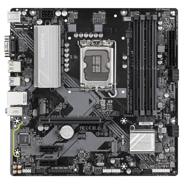 Фото GIGABYTE B760M D3HP DDR4, LGA1700, B760, 4*DDR4, 4*SATA, 2*M.2, 3*USB 3.2, 2*USB 2.0, 1*PCIx16, 2*PCIx1, D-Sub+HDMI+DP, mATX